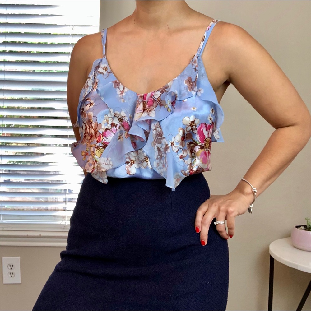 Oscar De La Renta Ruffle Floral Cami
